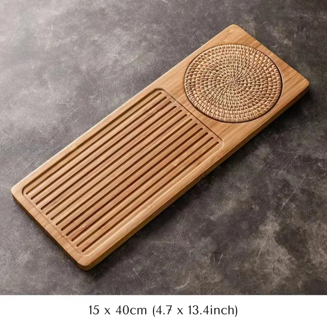 Natural Bamboo Gongfu Tea Tray - Slatted Drainage Serving Board for Tea Ceremonies
