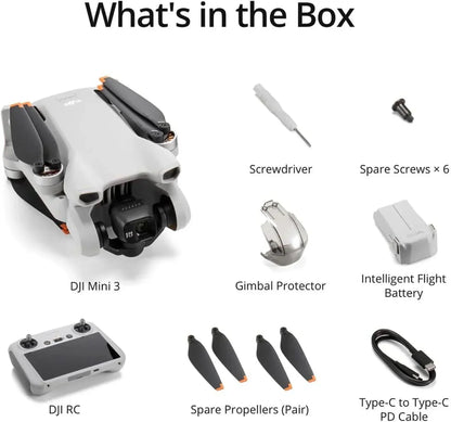 DJI Mini 3, Drones with Camera for Adults 4K, 38-min Flight Time, up to 32800ft (10km) Video Transmission, True Vertical Shooting, GPS Auto Return Integrated, Mini Drone with Camera for Beginners