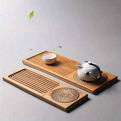 Natural Bamboo Gongfu Tea Tray - Slatted Drainage Serving Board for Tea Ceremonies