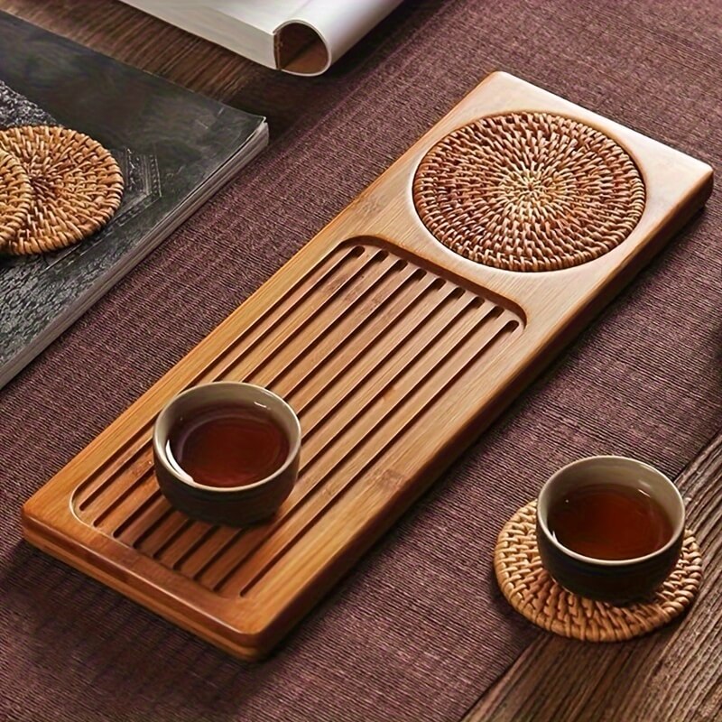 Natural Bamboo Gongfu Tea Tray - Slatted Drainage Serving Board for Tea Ceremonies