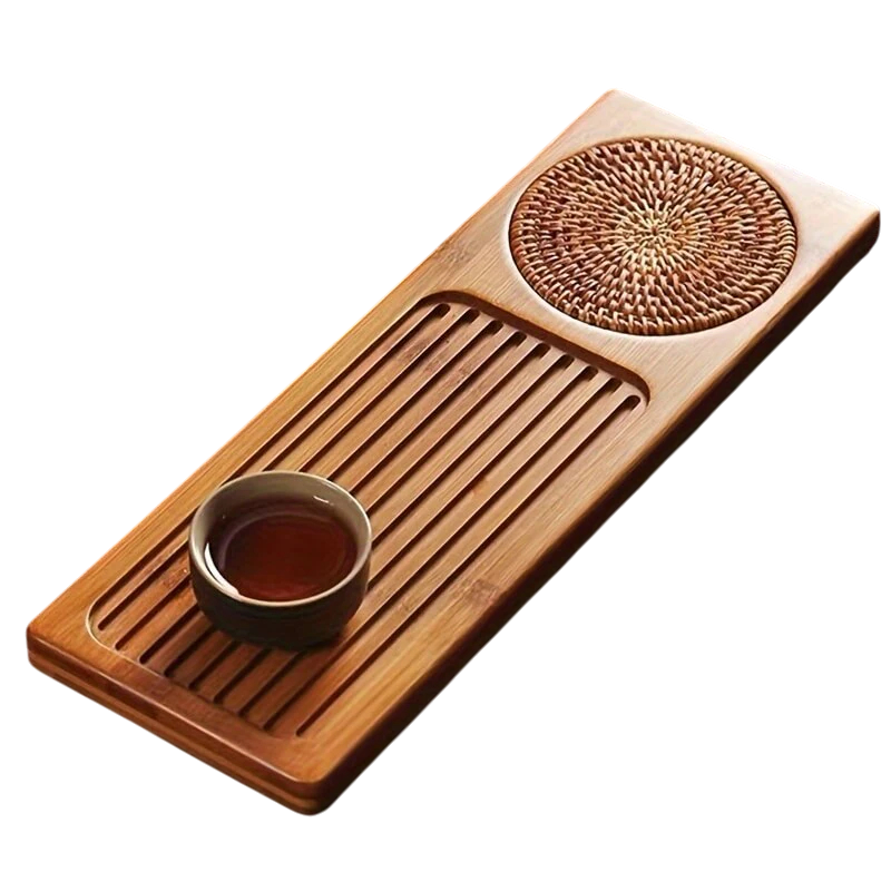 Natural Bamboo Gongfu Tea Tray - Slatted Drainage Serving Board for Tea Ceremonies