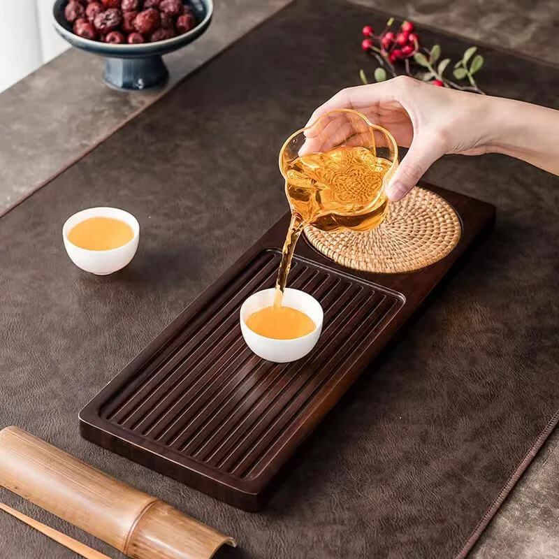 Natural Bamboo Gongfu Tea Tray - Slatted Drainage Serving Board for Tea Ceremonies