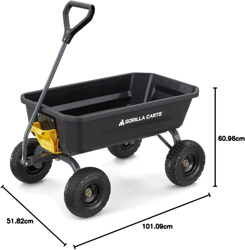 7GCG-NF Heavy-Duty Poly Dump Garden Cart with No-Flat Tires, 7 Cubic Feet, 1200-Pound Capacity, Black, Amazon Exclusive