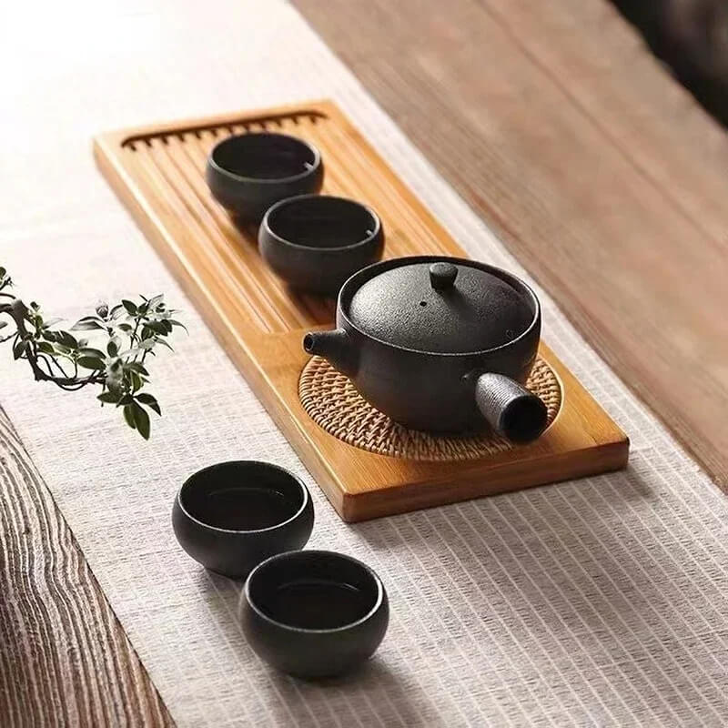 Natural Bamboo Gongfu Tea Tray - Slatted Drainage Serving Board for Tea Ceremonies