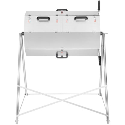 Premium 33 Gallon Steel Outdoor Compost Tumbler Bin With Dual-Chamber