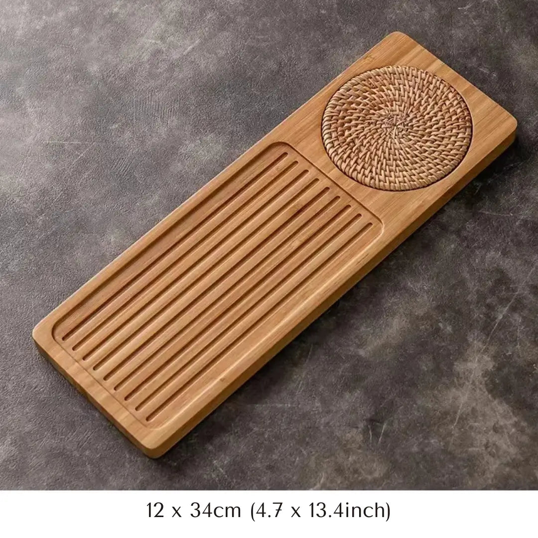 Natural Bamboo Gongfu Tea Tray - Slatted Drainage Serving Board for Tea Ceremonies