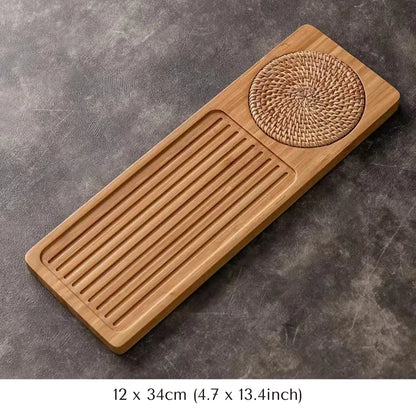 Natural Bamboo Gongfu Tea Tray - Slatted Drainage Serving Board for Tea Ceremonies