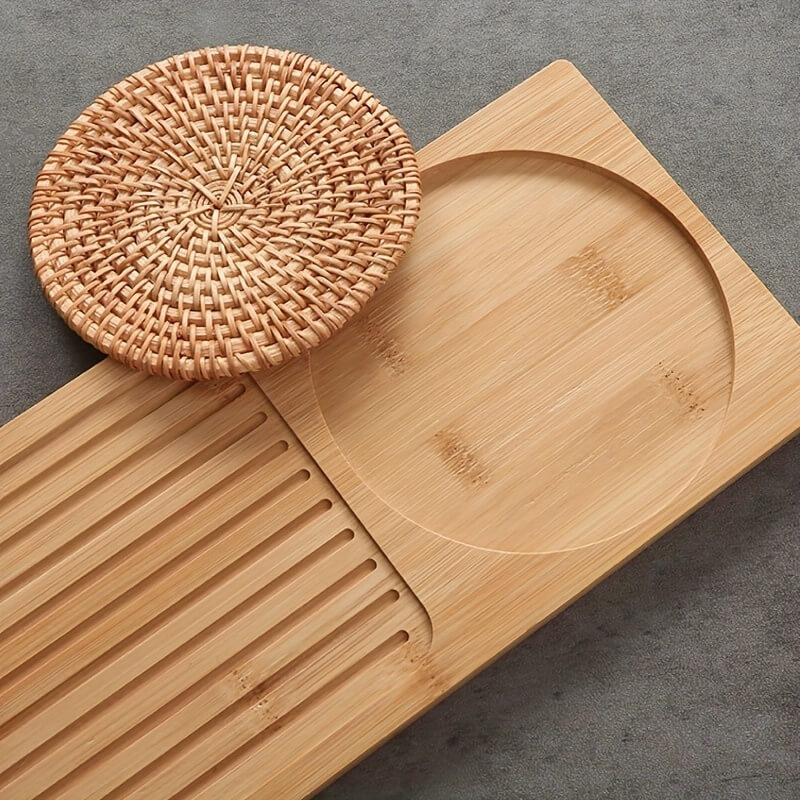 Natural Bamboo Gongfu Tea Tray - Slatted Drainage Serving Board for Tea Ceremonies