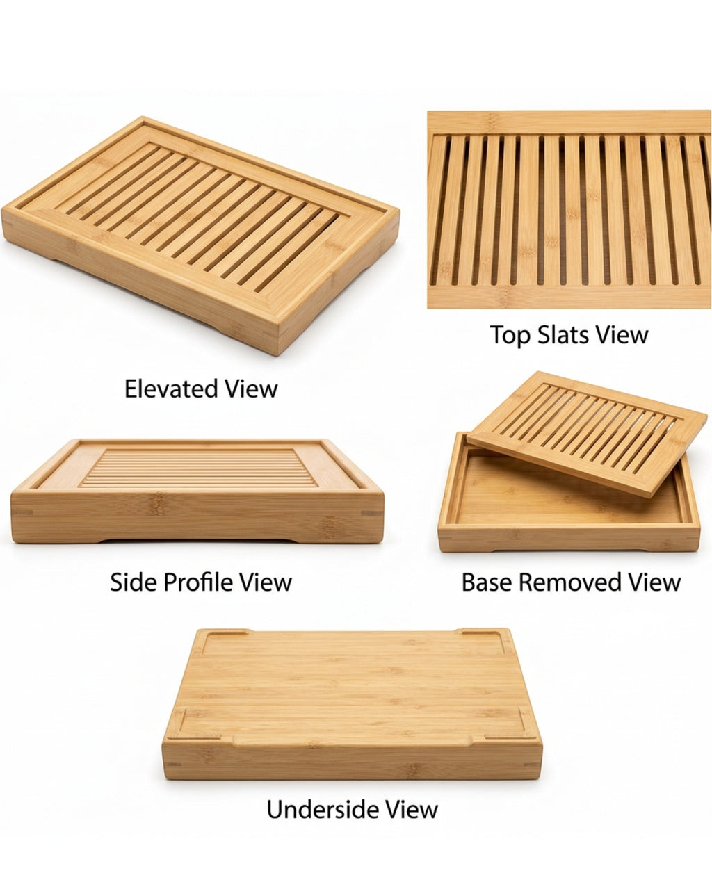 Minale Bamboo Draining Tea Tray Natural 12 in