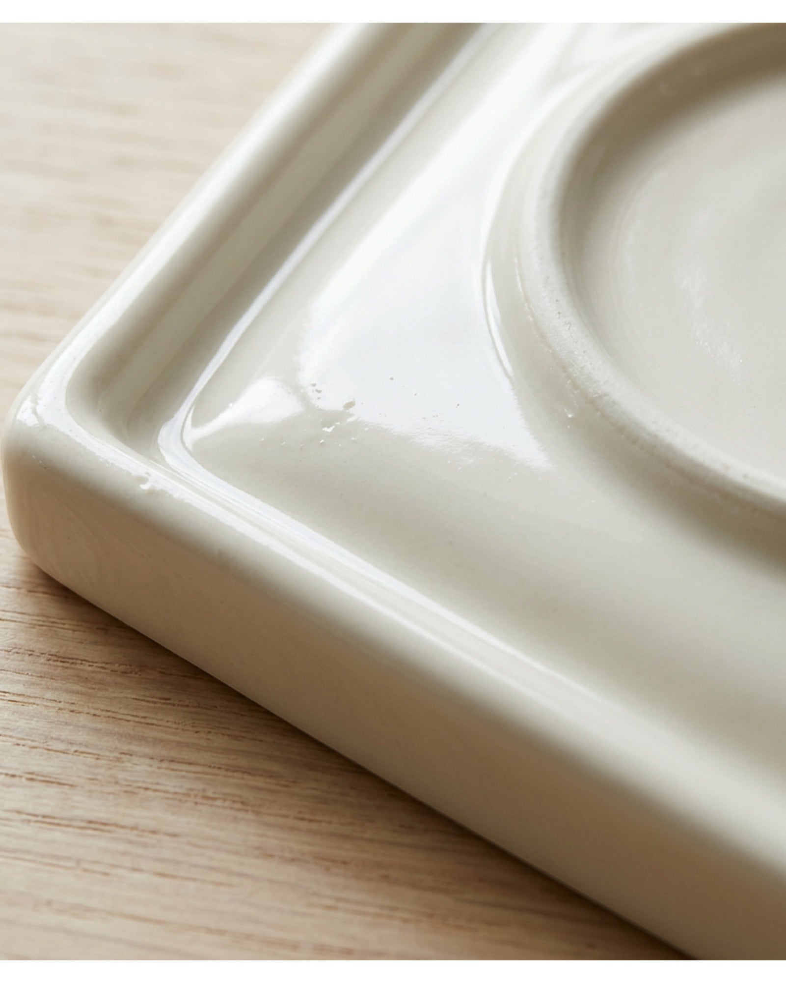 Minale Ceramic Tea Catch Tray Ivory 9 in