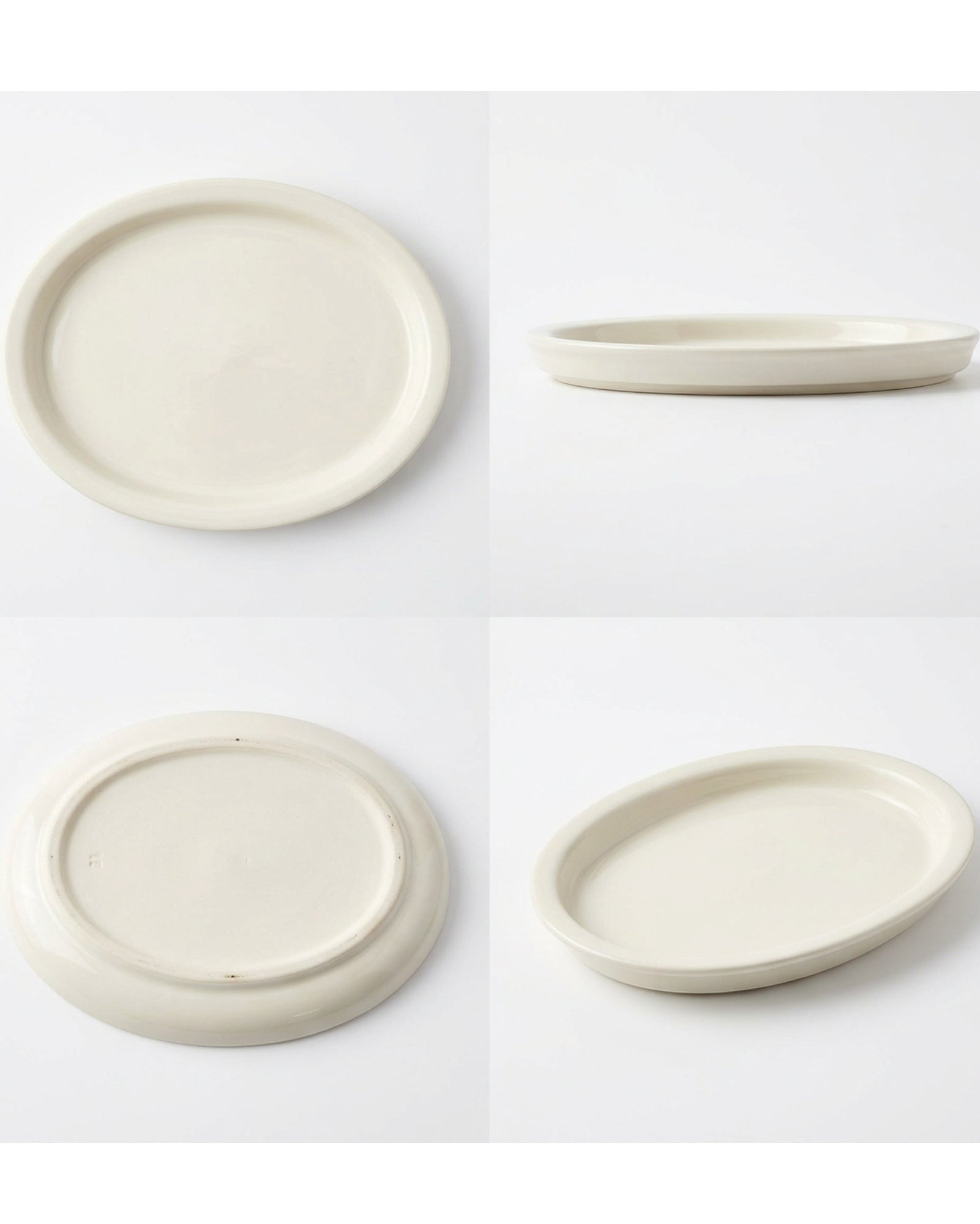 Minale Ceramic Tea Catch Tray Ivory 9 in