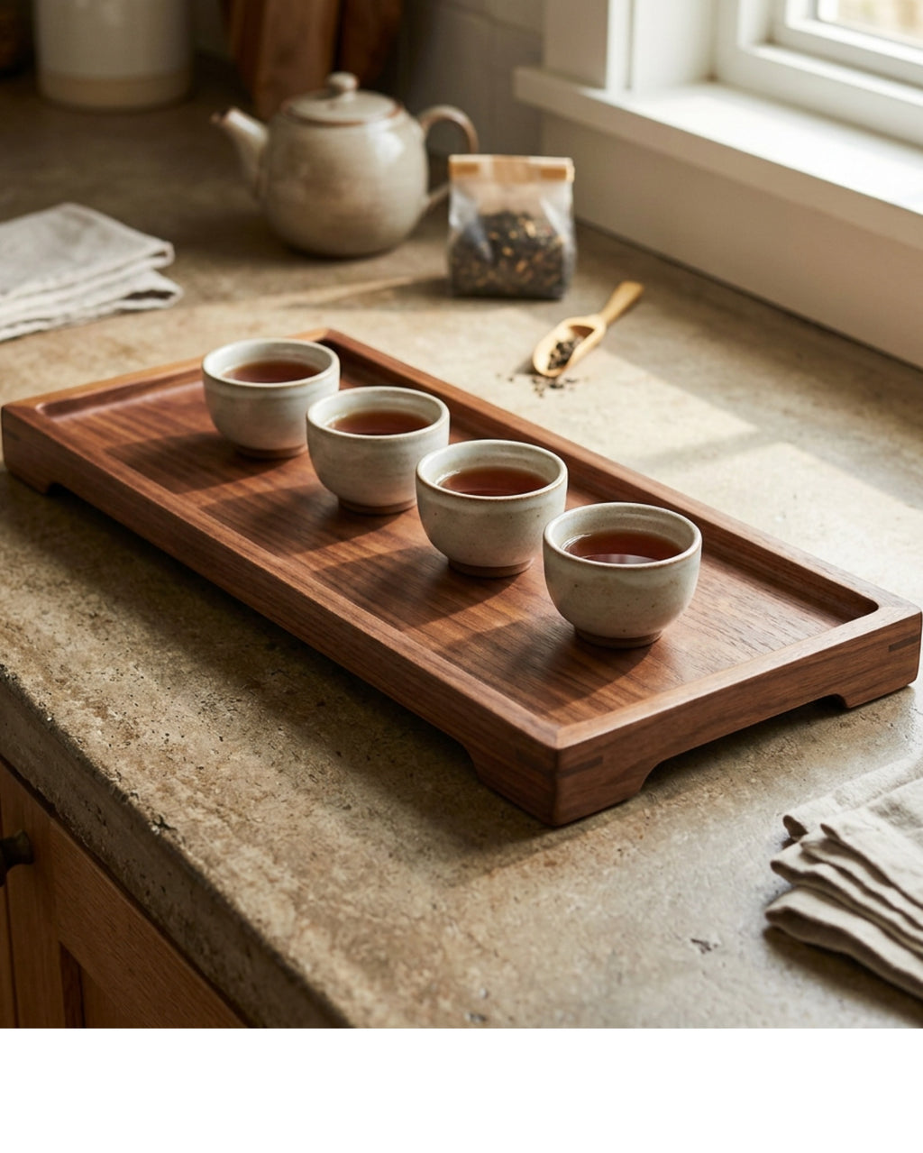 Minale Long Wood Tea Serving Tray Walnut 15 in