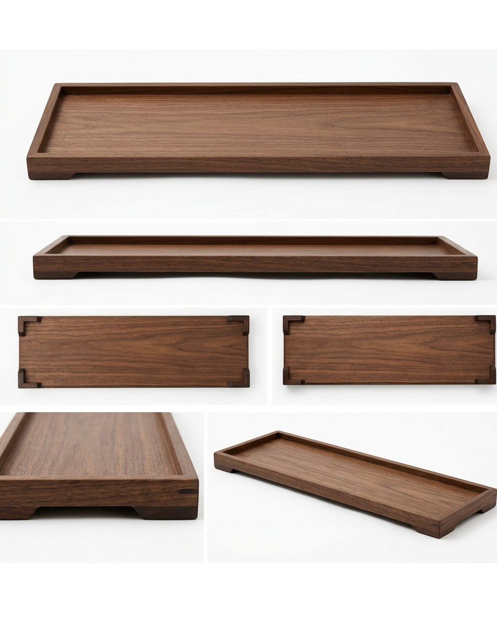 Minale Long Wood Tea Serving Tray Walnut 15 in