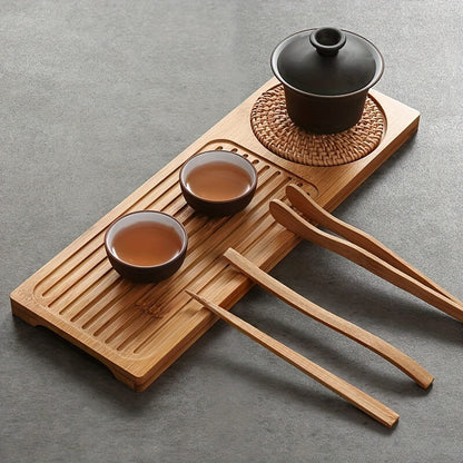 Natural Bamboo Gongfu Tea Tray - Slatted Drainage Serving Board for Tea Ceremonies