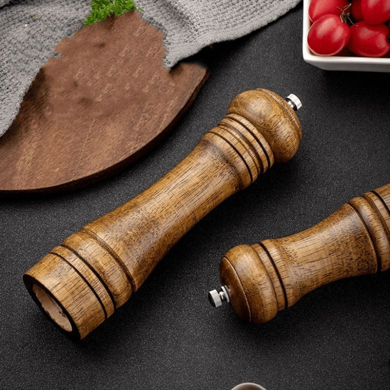 Manual Oak Wood Spice Grinder - Adjustable Ceramic Core Pepper and Sea Salt Mill